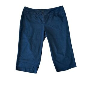 Courtenay Navy Blue Capri Pants Plus Size 18W Stretch Cotton Cropped Trousers